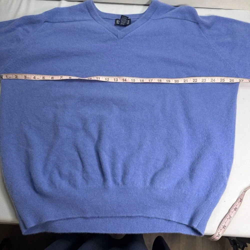 Lands’ End Men’s 2XL Blue V-Neck Sweater 100% Lambswool Pullover